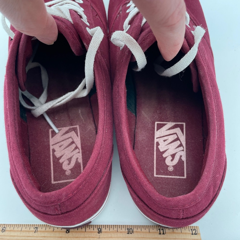Vans TB4R Burgundy Canvas Low-Top Sneakers White Laces‎ Size Women 10 - Picture 11 of 11